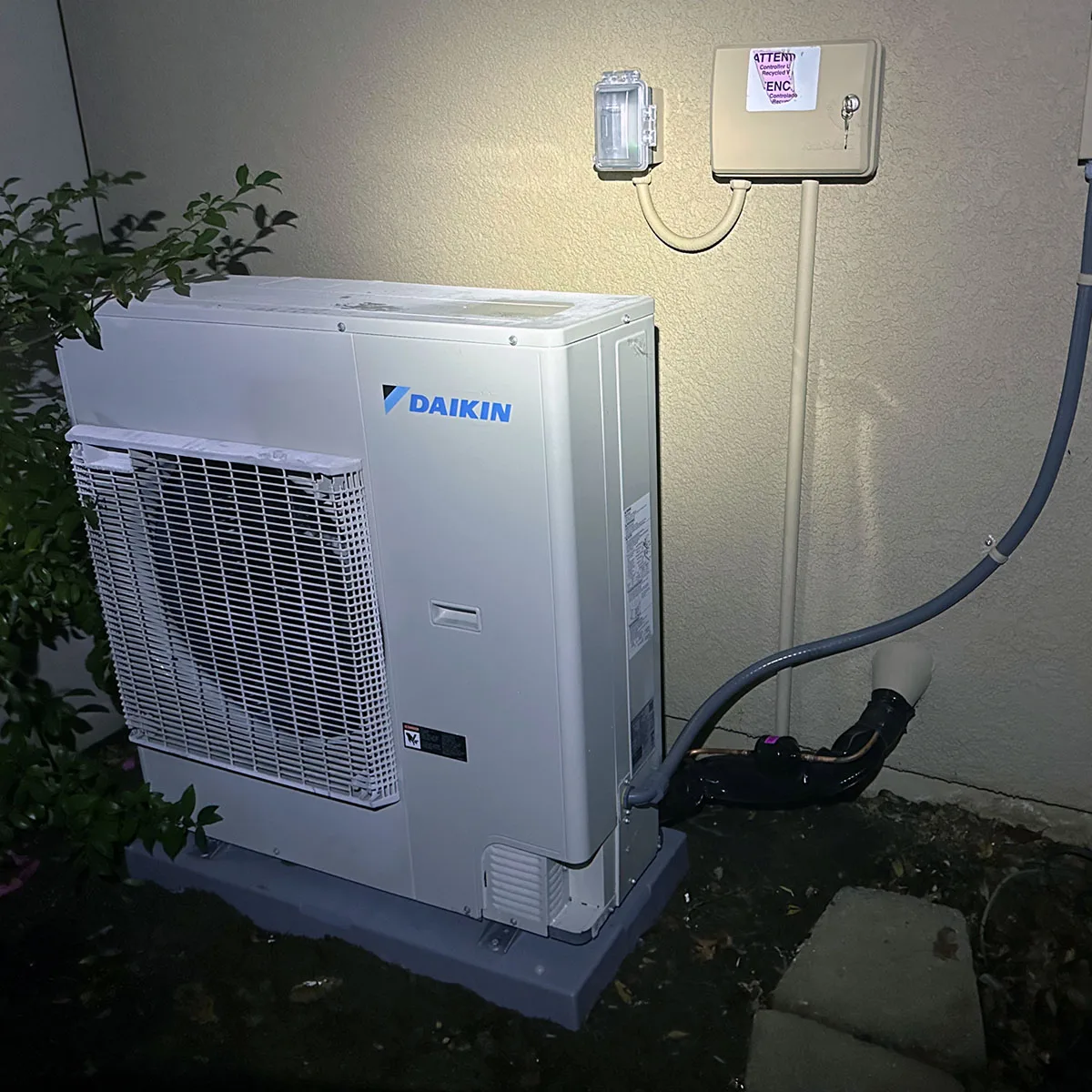 Daikin outdoor HVAC unit professionally installed by Fuse Service Sacramento, ensuring efficient cooling and reliable year-round comfort.
